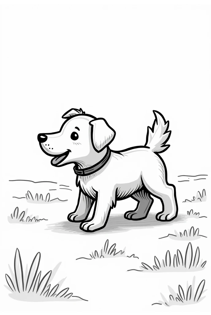 Adult coloring books、Relaxing coloring book、Line art、Monochrome、Cute dog、walk