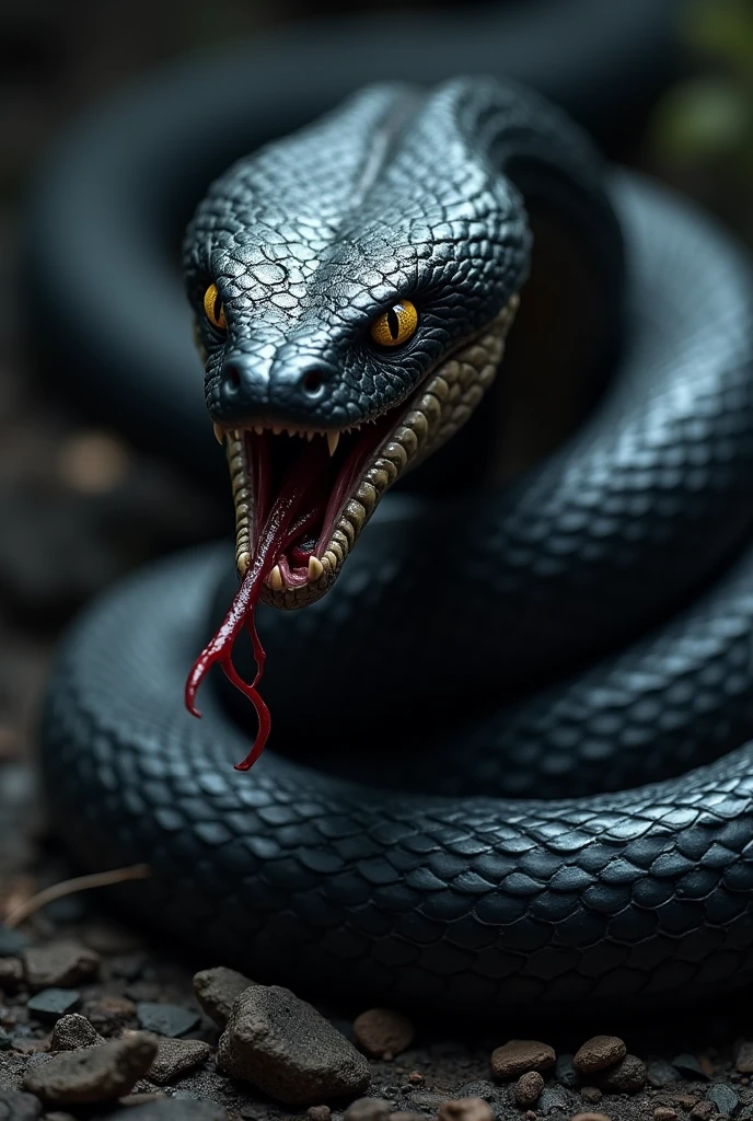 venom snake black dangerous baground and mouth 
