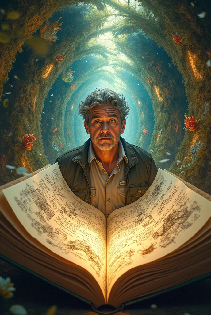 a man getting sucked inside a diary