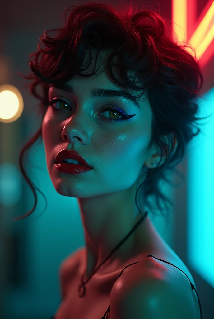 dressed, (details of a very beautiful face)(best quality:1.4)16k resolution,(photo realistic:1.65), (realistic:1.65), (smoother lighting:1.05), (increase cinematic lighting quality:0.2), 16k, (1girl:1.4) 21years old、fashion supermodel、realistic lighting, backlighting, light on face, ray trace, (brightening light:1.1), (Increase quality:1.3), (best quality real texture skin:1.2), (ultra detailed eyes), finely detailed face, ((finely quality eyes)), (tired and sleepy and satisfied:0.0), (detailed lips:1.33)、(Detailed nose:1.2)、(Increase body line mood:1.1), (Increase skin texture beauty:1.3), (small head: 1.4)、(slim face), ((anatomically correct)), pink_makeup:1.25, long_blue_eyeliner:1.2, (red_lipstick:1.32), ((aqua_green_eyes:1.3)) perfect dark_eyeshadows:1.3, (super detailed makeup on eyes:1.3), iridescent eyes, with professional makeup, vibrant eyes:1.2, (((Fluorescent colors:1.33), (translucent:1.4), (Retro filters:1.4), (Fantasy:1.4))), (anatomically correct:1.3)、((cleavage))、(((Fluorescent glass:1.33)), (light, heavy, airy), ((((hair is a different color than eyes)), dynamic random fancy, professional hairstyles:1.4))、(very delicate and beautiful、fine details:1.3), (((wearing a translucent dress of fluorescent glass:1.35))), (((the Fluorescent glass glows with ultraviolet lighting:1.32))), (((spread her legs:1.35)))、(((flashed, Diffusion of light:1.4))), UHD, ((body shot to knees:1.32))、