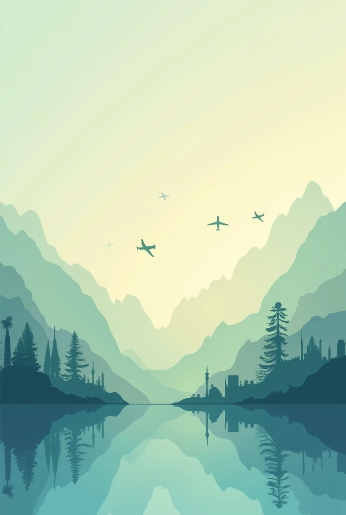 Color Scheme:
Use calming and inviting colors like soft blues, sandy beige, and subtle greens. These colors are often associated with travel, nature, and relaxation.
Incorporate gradient transitions from darker shades at the bottom to lighter ones at the top to give a sense of depth.
Visual Elements:
Silhouettes or Overlays: Include subtle silhouettes of iconic landmarks, mountains, beaches, or airplanes as overlays in the background. This can be done in a semi-transparent manner, so it doesn’t overpower the foreground elements.
Texture: A subtle texture of a world map or a faded compass could add a nice touch to the background, reinforcing the travel theme.
