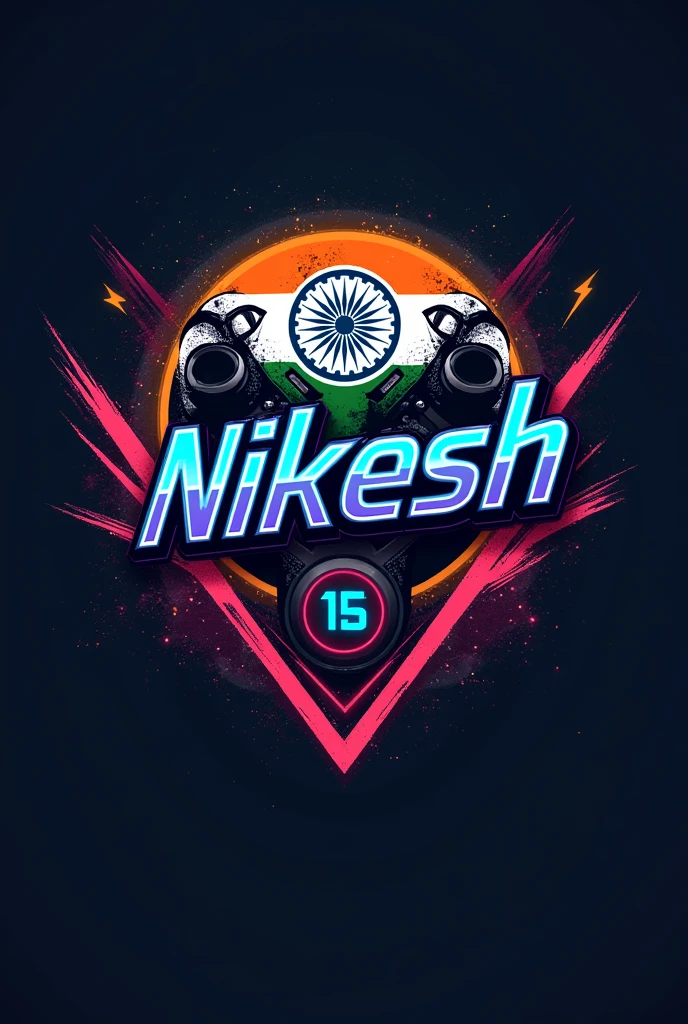 india This is a gaming logo that features the name "Nikesh" in a futuristic font and an Indian color. and Boy Anime Avatar, The logo also has a stylized control icon and a 15August play button in the background. The logo is designed to be attractive and eye-catching, and to attract gaming enthusiasts and YouTube viewers. I hope you like it.