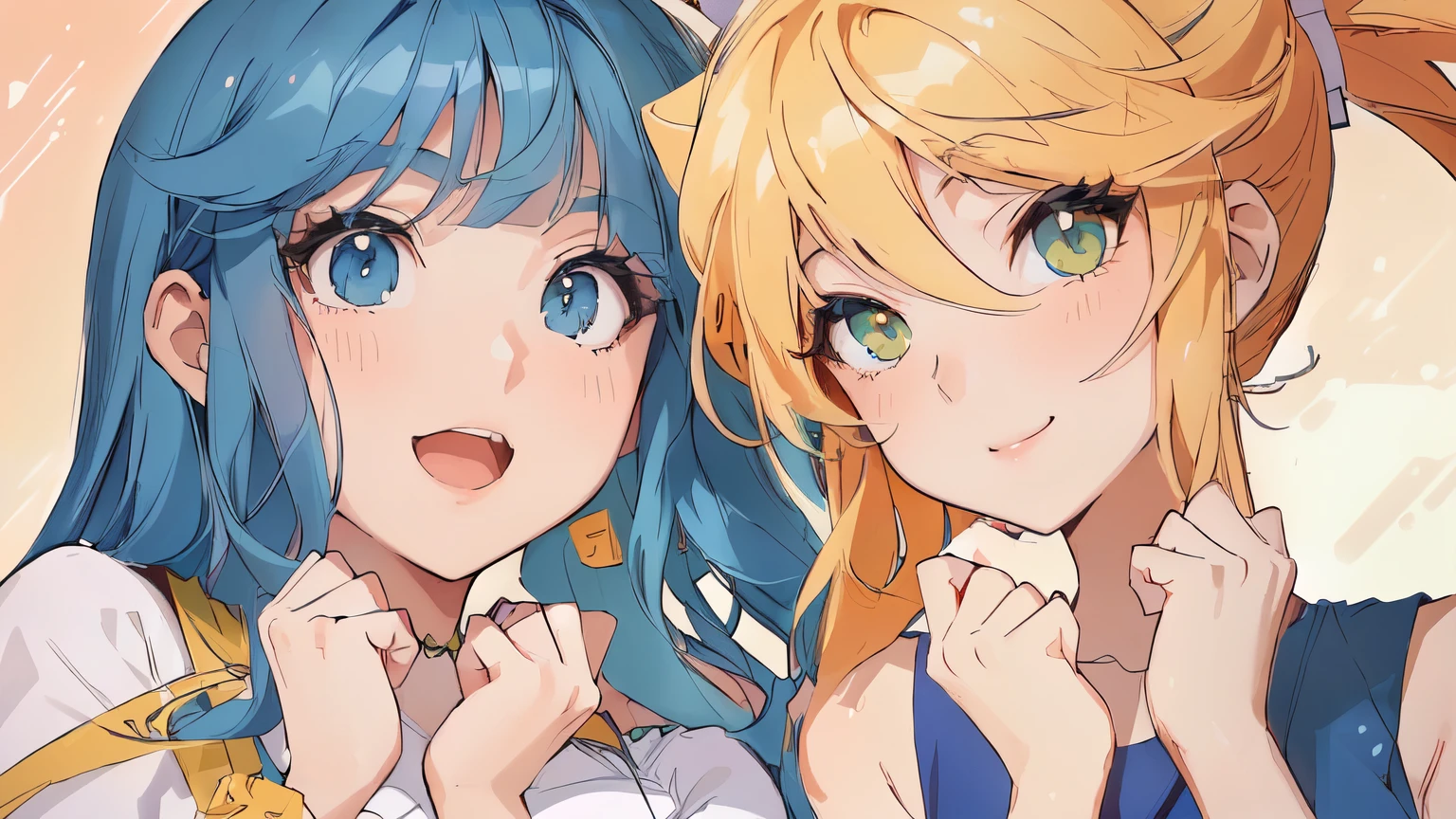 Flying hair, sexy girl, sensuous, sorriso sensuous, charming smile, provocative clothes, big boobies, neckleace sensuous, sultry eyes, 8k, smooth lines, sexy girls, big boobies, neckleace, girls with their hands on their faces, cute girls, detailed hands, precise strokes, 4K, anime traits