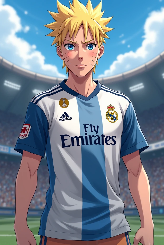 Naruto Uzma ki in Real Madrid Jersey . The background Hinata with he . With good outfit