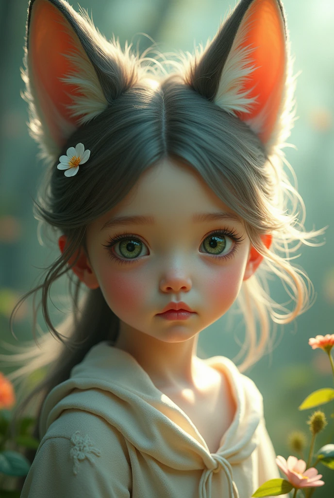 (Alone:1.5),(masterpiece:1.5),(Best Quality:1.5),(bust:1.3),Amazing,Beautiful detailed,extremely detailed wallpaper,Extremely detailed CG unity 8k wallpaper,extremely delicate and beautiful eyes,1 chico, green eyes,,fox ears,