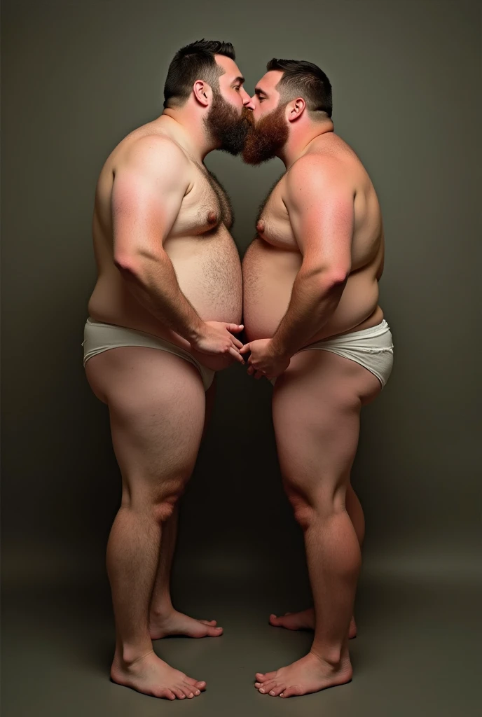 Fat men kissing naked