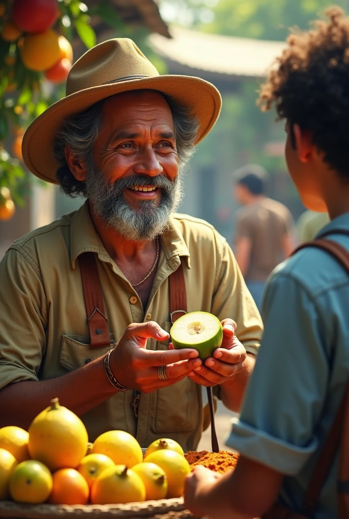 Fruit seller tell him this is the fruit came from my tree if you dont believe you can eat a peace of guava