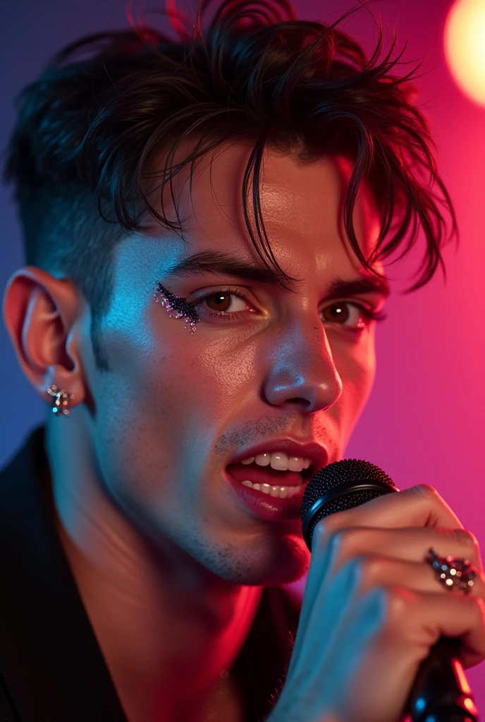 Male dance pop singer whose face is the only thing you can see