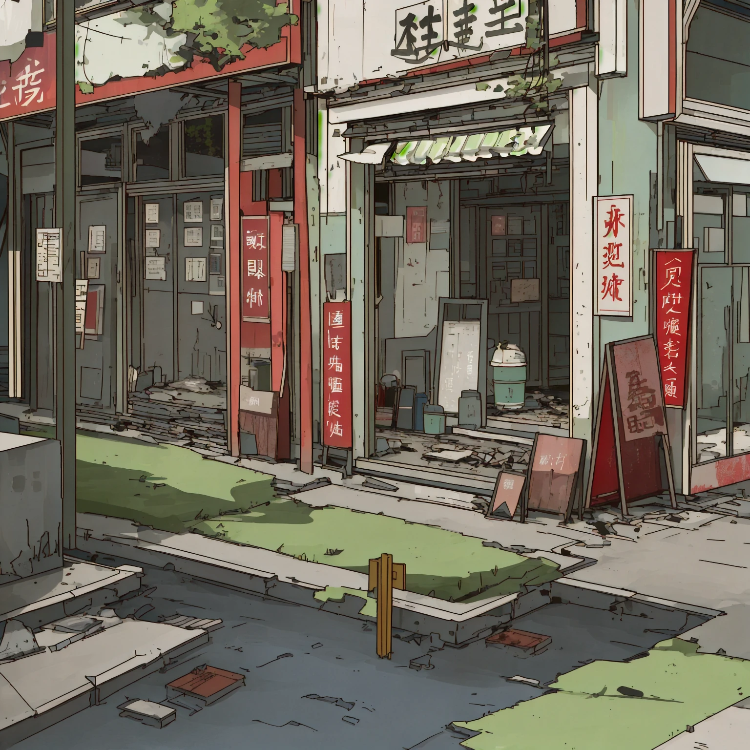 masterpiece,Highest quality,Tonghua Town,Outdoor,Unsanitary and abandoned city、ruins、sewage、Dirty shop、Crumbling hospital、street vendors、Poor person々、Blame me people