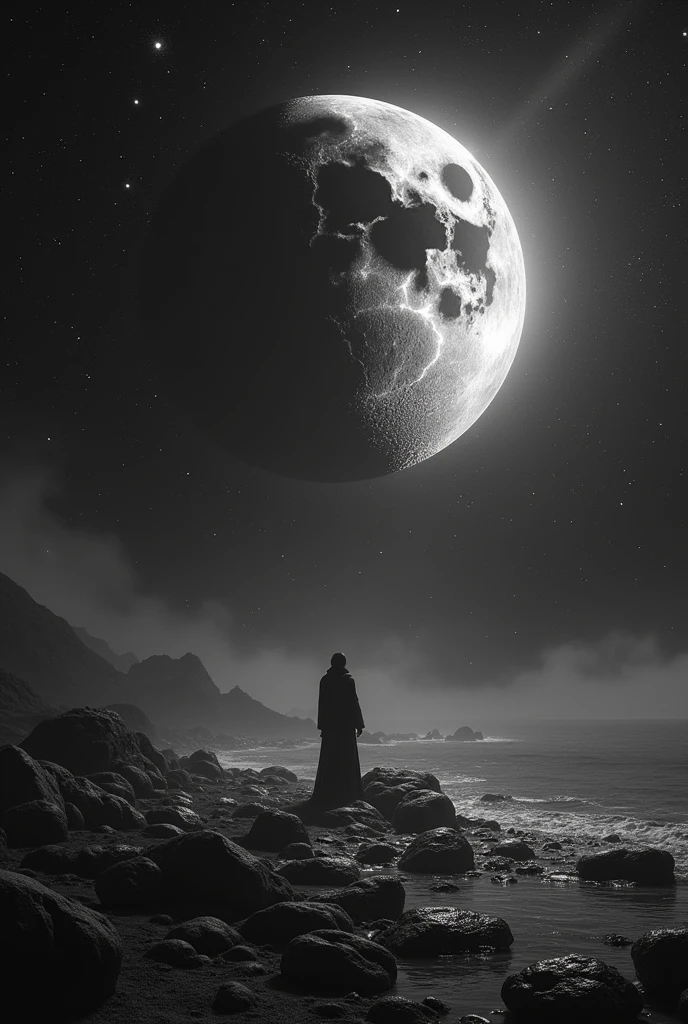 banner for twich with the following characteristics:
black and white
universe
THAT HAS THE PHRASE "a touch"