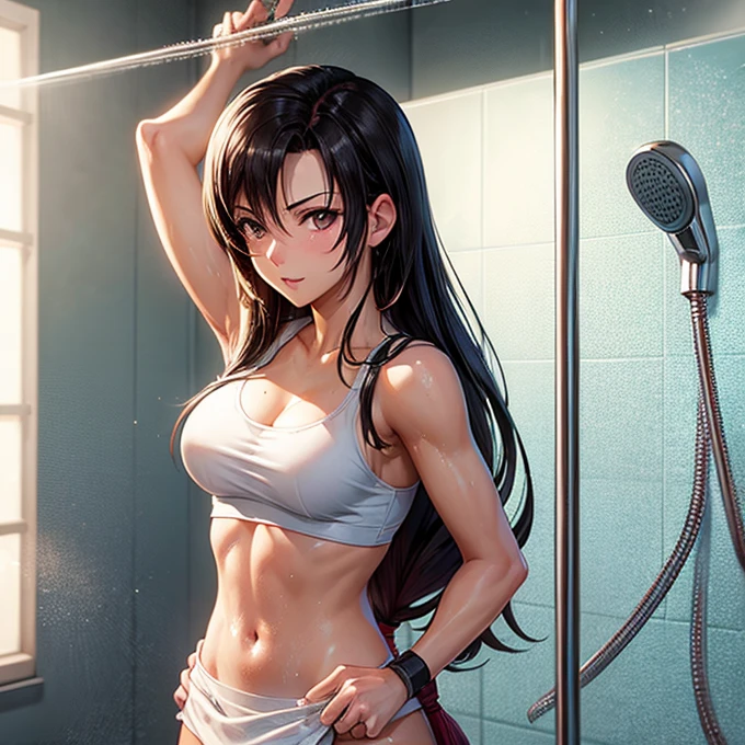 Showering in the shower room Tifa Lockhart