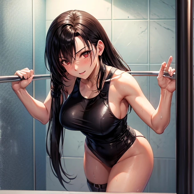 Showering in the shower room Tifa Lockhart