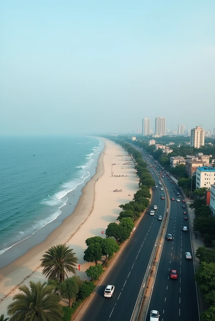 MUMBAI MARINE BEACH DRIVE IN AREAL VIEW SHOT