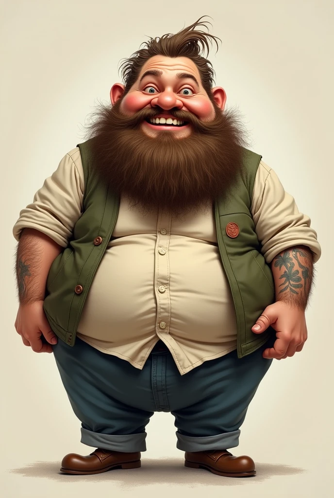 Fat man with a beard and a semi-hairy body