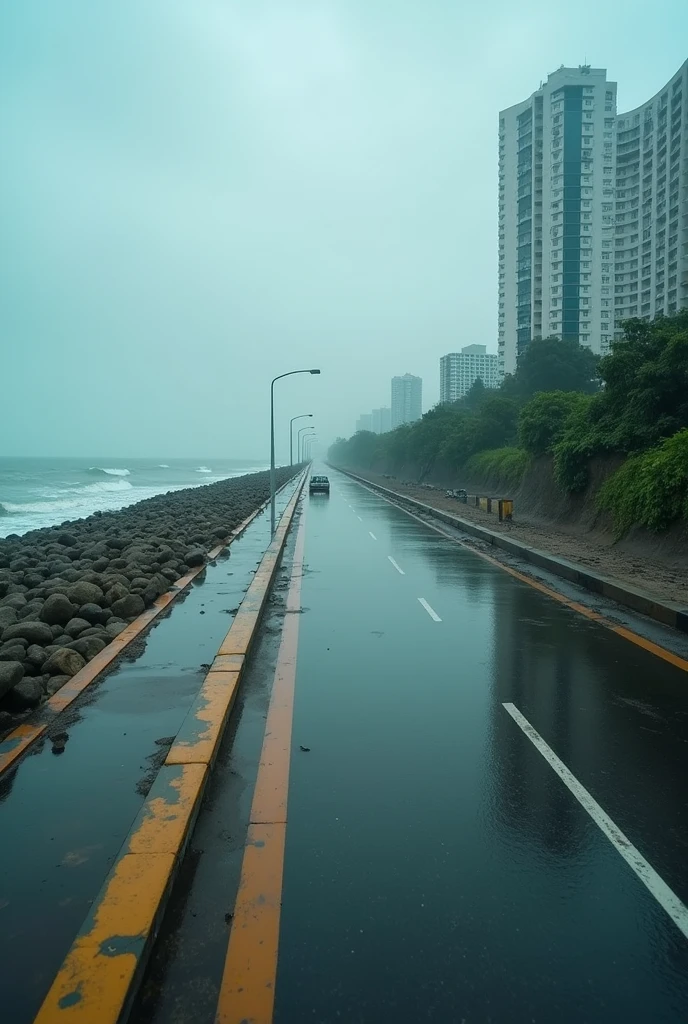 MUMBAI MARINE BEACH DRIVE IN RAINY SEASON AREAL VIEW SHOT