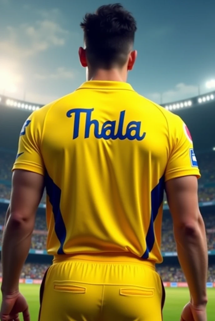 Csk yellow cricket jersey only,whose back side name thala without number