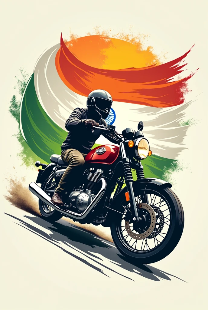 Royal Enfield Bike logo with Indian flag for bike rally 