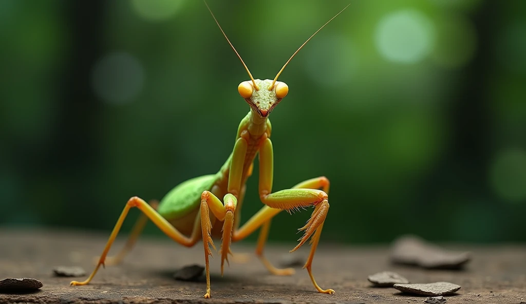 tratric mantis,short,Mantis Sleeve,alone, ,whole body,Forest Background,Tabletop,alone,Beautiful attention to detail,In detail,Detailed face,Bright colors,Five fingers,In detail,Super detailed,Detailed hands,8k,Beautiful, detailed eyes,High resolution illustrations,Highest quality,