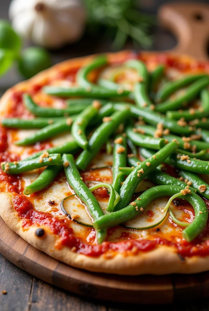 Pizza green bean sprouts