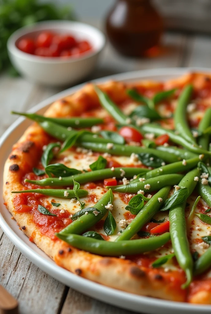 Pizza green bean sprouts