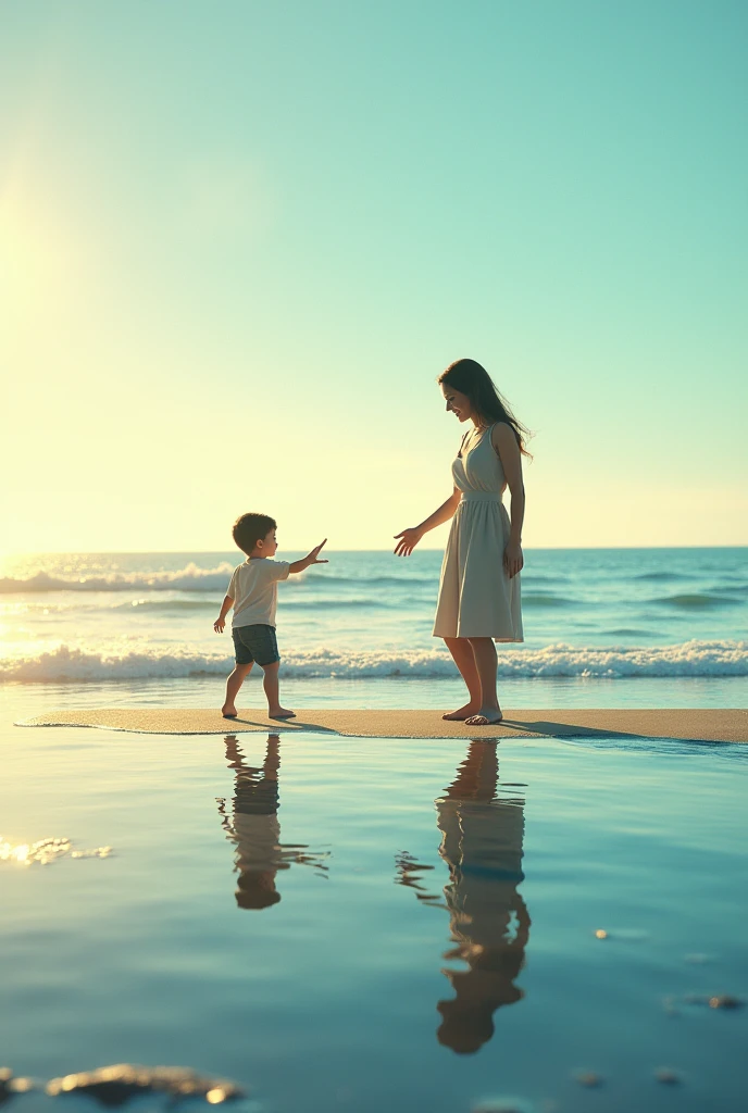 Reflection on the Incident**:
- Description: A flashback image showing a mother and her son playing by the sea on Marine Drive during the day. The sky is clear, and the atmosphere is serene, contrasting with the haunting memory that Rohan and his friends will carry forever.