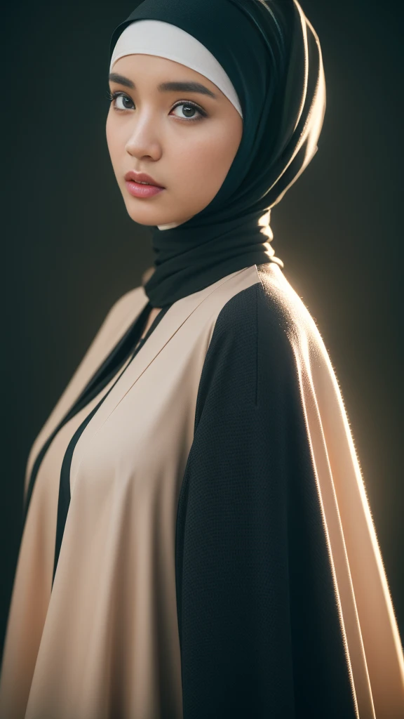 very beautiful indonesian girl, tight shirt, mongolian, (((hijab))), very large chest size, clothes with open chest, visible nipples, reflected light, chiaroscuro, depth of field, cinematic lighting, Ray Tracing, Sony FE GM, UHD, detail super, masterpiece, textured leather, high detail, best quality, award winner，3D,HdR（HighDynamicRange）,Ray Tracing,NVIDIA RTX,Hyper-Resolution,Unreal 5,SubsurFace Scattering、pbr texture、post-proces、Anisotropy Filtering、depth of fields、maximum definition and sharpness、Many-Layer Textures、Albedo and Specular maps、Surface coloring、Accurate simulation of octane rendering of light-material interactions、Two-color light、large aperture、Low ISO、White balance、rule of thirds、8K raw data