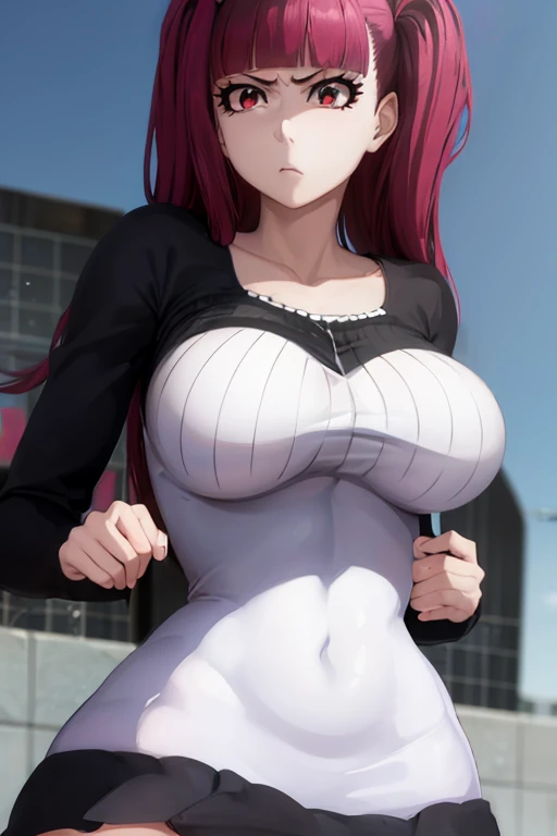 (masterpiece, ultra drawing, detailed face, Detailed clothing) Sexy Riruka Dokigamine in a gorgeous tight dress, bleach girl, top quality, 16 thousand, ultra-detailed, big breasts,big butt, black stockings, the girl spreads her booths in front of me