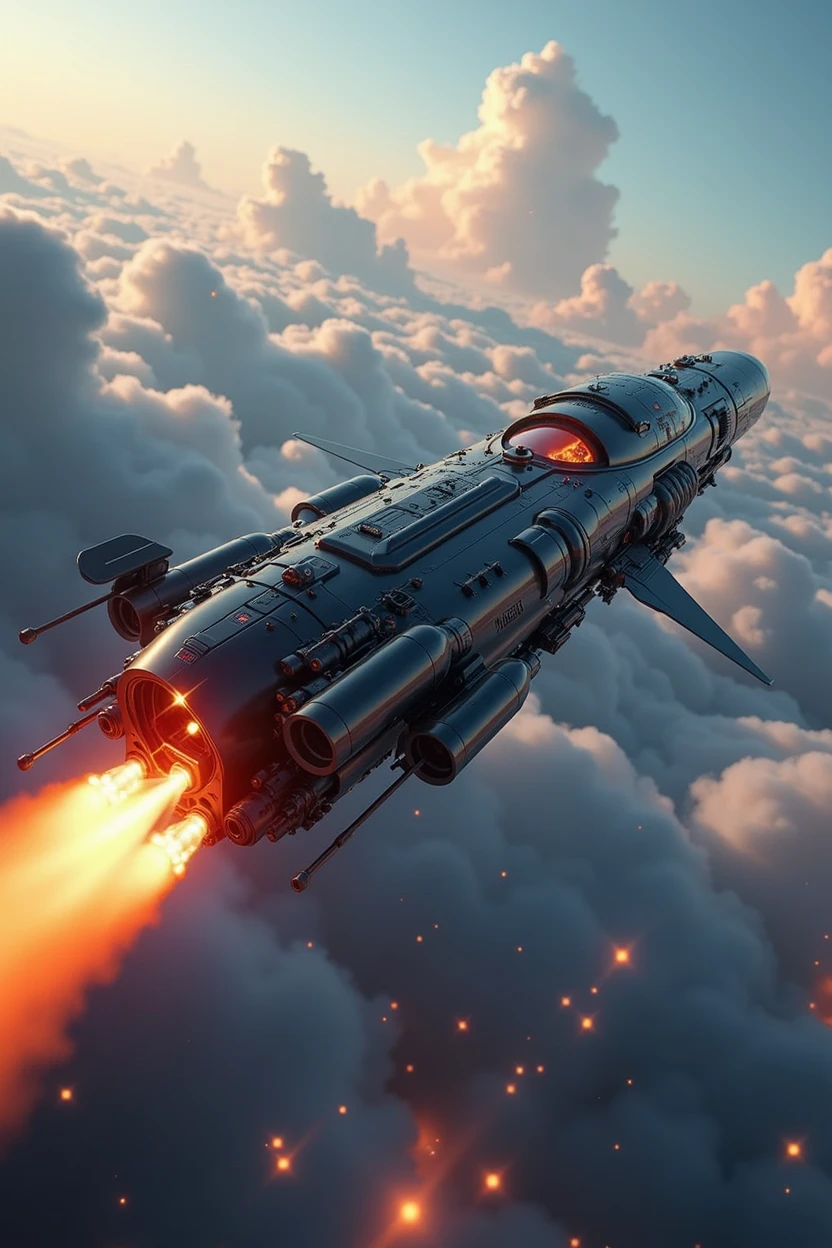 a futuristic rocket train, highly detailed 8k, photorealistic, ultra-detailed, intricate mechanical design, streamlined body, powerful rocket engines, glowing exhaust plumes, floating above the ground, futuristic landscape in the background, advanced technology, cinematic lighting, dramatic shadows, vibrant colors, dynamic composition