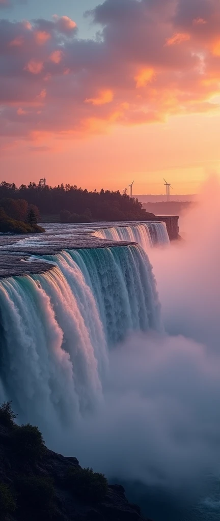 (best quality),(masterpiece:1.2),(Very detailed:1.2),Ultra-high resolution,RAW color photography,8K,Wide Landscape Photography,Realistic photos,Carefully crafted photos,Skydiving Observation Deck,Written border depth,Clear focus,In the Cloud,Niagara Falls,Sunset,Beautiful colors,Written border depth,Wide-angle light,Low contrast,Backlight,Clear focus,Vibrant colors,Mobile Configuration
