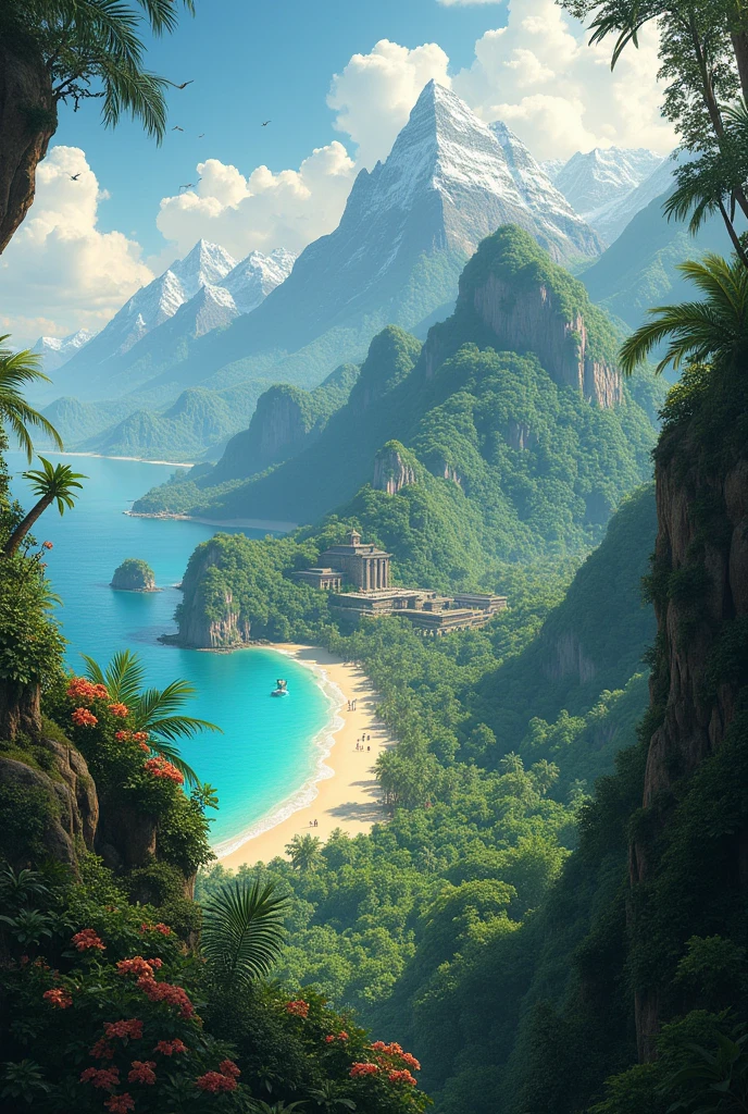 Panoramic view of paradise island, home of the Amazon warriors