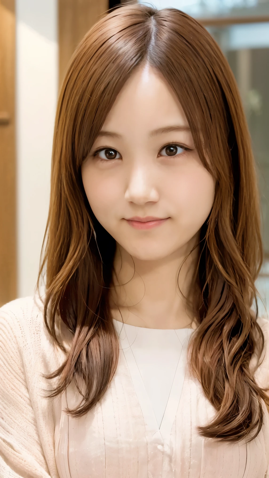 Blonde, Brown Hair, Everything modern:3.66, Cute Japanese Women Photos, smile, 20-year-old, Straight Hair:2.55, (photo Realistic:1.4), (hyper Realistic:1.4), (Realistic:1.3), (Smoother lighting:1.05), (Improving the quality of cinema lighting:0.9), 32K, 1 girl,20-year-oldの女の子, Realistic lighting, Backlight, The light shines on your face, Ray Tracing, (Bright light:1.2), (Improvement of quality:1.4), (Highest quality Realistic textured skin:1.4), fine grain, Detailed face,(smile:1.0), (Emphasis on face close-up:1.3), (Enhances the beauty of skin texture:1.1),((Extremely precise and accurate anatomy:1.0)), (Enhances the beauty of skin texture:1.1), Clean and glowing skin, mesh, thin:1.2, (Realistic:1.3), Realisticなライティング, (Smoother lighting:1.05), 32K, One Japanese woman, fine grain, Detailed face, (Film Grain:1.1),(Accentuates body lines:1.1), High resolution, Natural look, Kind eyes, Improves hair quality, Delicate light and shadow, Transparent muscles, Graceful pose, Beautiful Eyes, Sharp details, Soft light reflection, Beautiful contours, Delicate skin tone, Fine hair texture,Cute Japanese Women Photos,