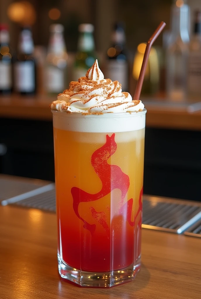her bar create art for drinks ( Write) 'he bar'