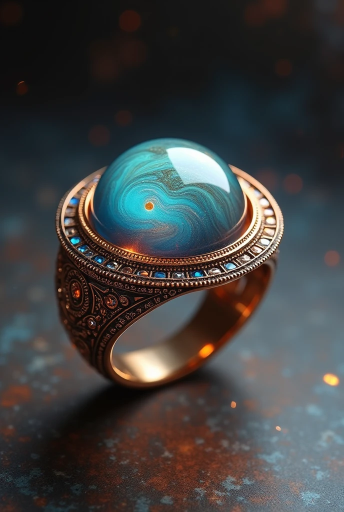Wearable Ring with saturn on a plain background