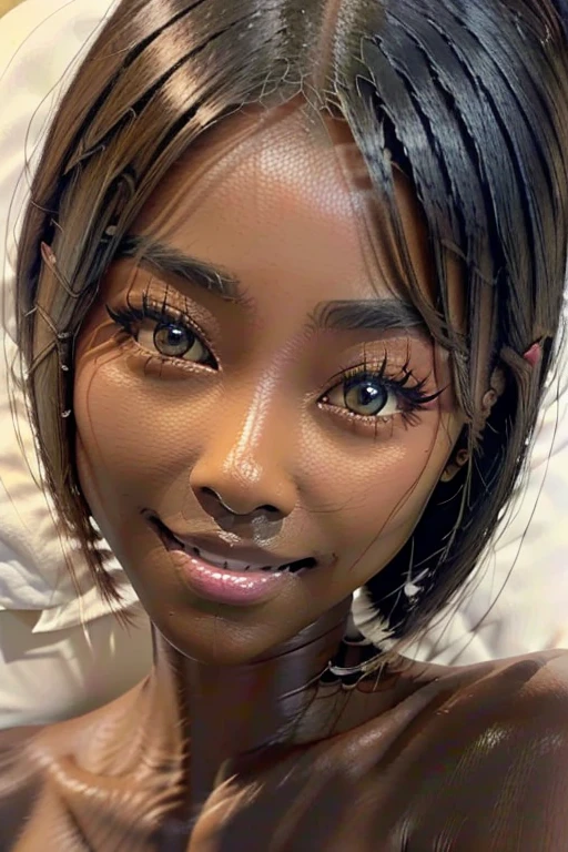 best quality, masterpiece, highres, (detailed:1.4), 1 girl, blonde hair, (dark skin:1.6), extremally thin eyebrows , thick bluish eyeshadow, thick black eyeliner, Highlighted eyes with eyeliner, false eyelashes