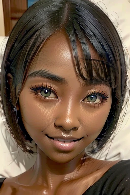 best quality, masterpiece, highres, (detailed:1.4), 1 girl, blonde hair, (dark skin:1.6), extremally thin eyebrows , thick bluish eyeshadow, thick black eyeliner, Highlighted eyes with eyeliner, false eyelashes