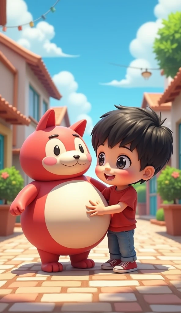 Cute boy、AI big breasts、mascot、（2D Animation）