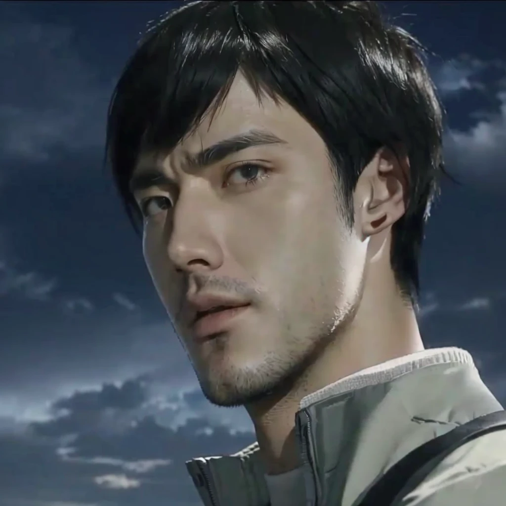Close-up of a man wearing a jacket looking at something, Attack on Titanより, Attack on Titan, Hajime Isayama's style, Levi Ackerman, shingeki no kyojin, Ellen Yeagerの肖像画, (Attack on Titanアニメ), up close shot Shinji aramaki, Ellen Yeager, Shinji