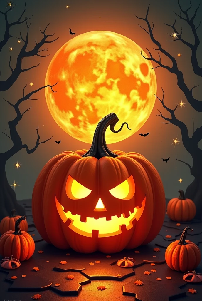 Halloween Pumpkin poster Retro transparent background