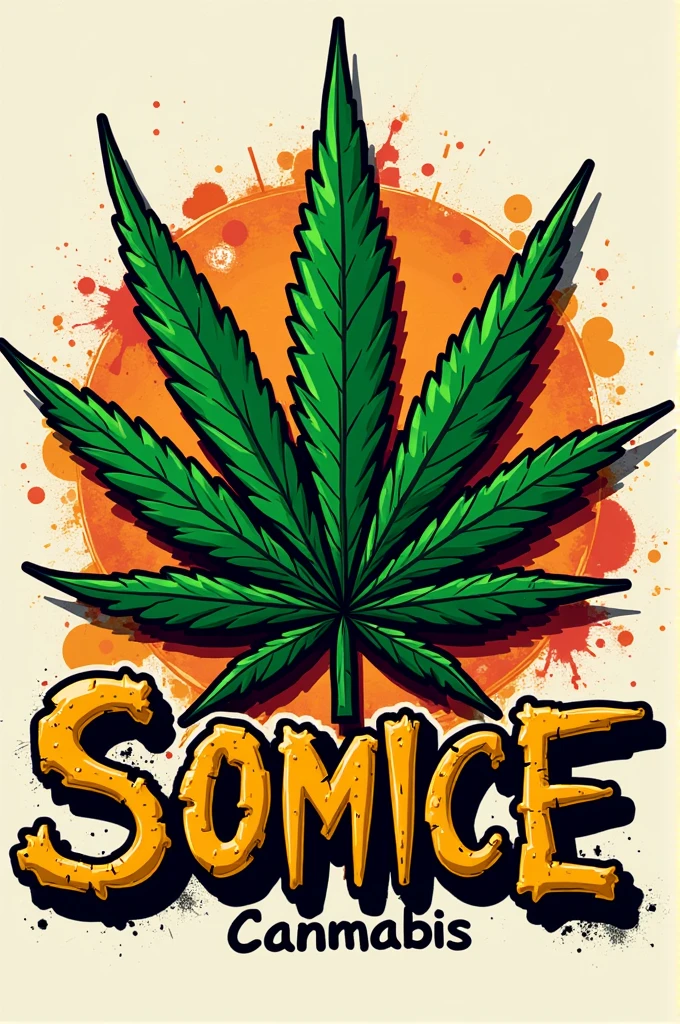 logo Somice Cannabis Shop มีใบกัญชา แนวGraffiti