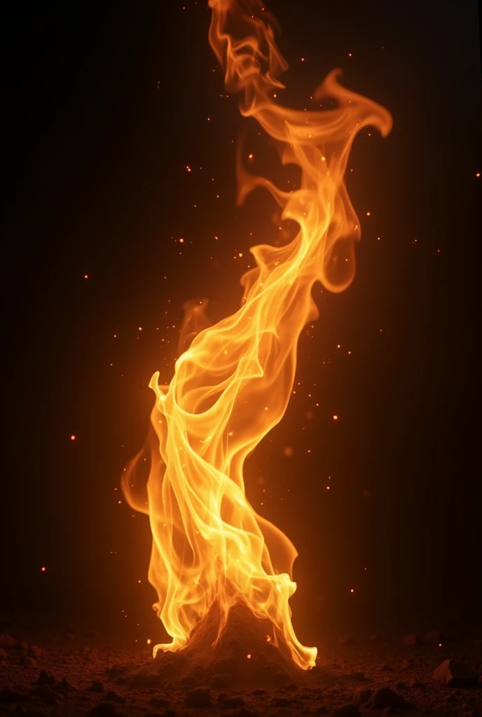 Golden flame with black background