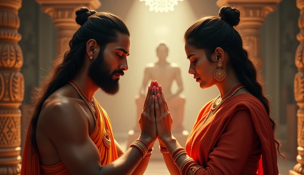 Men and women holding their hands emotionally hindu
