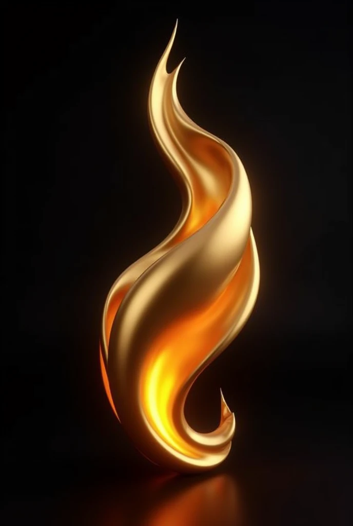 Gold plated 3D flame with black background