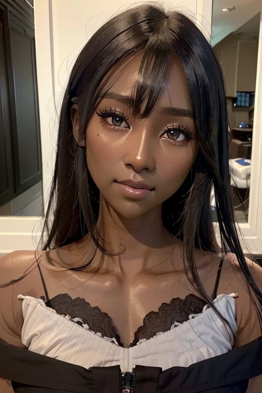 Dark skin, cum on face