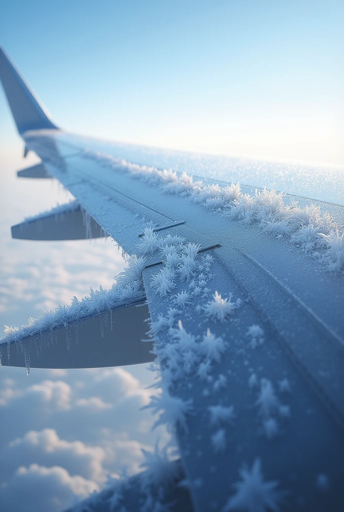 icing in aircraft at wing