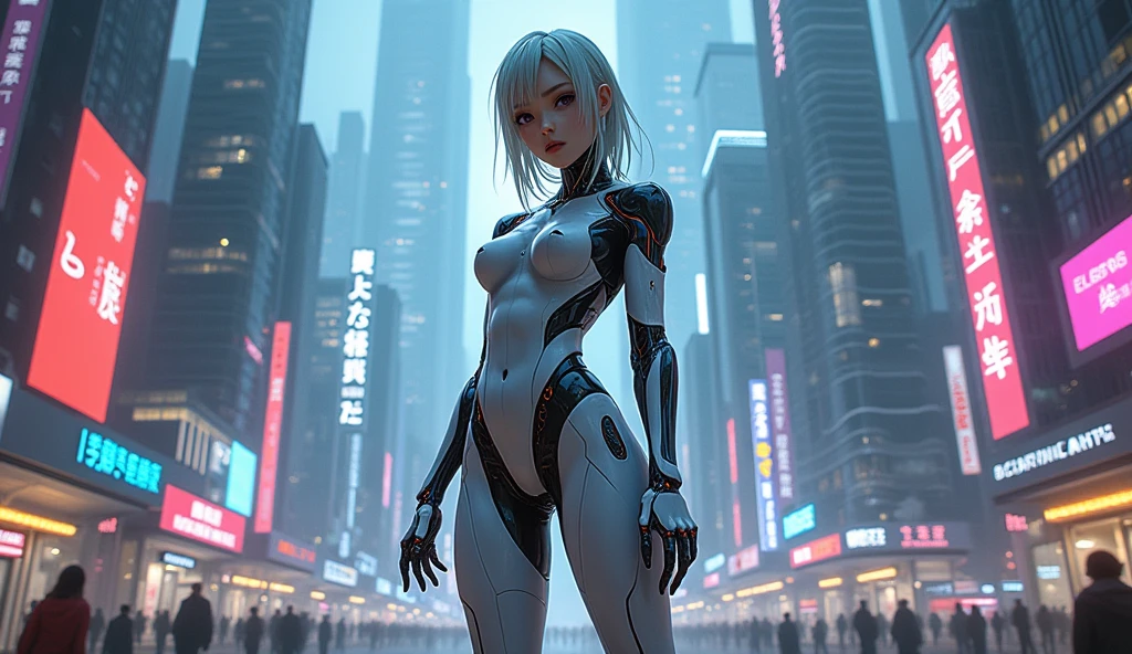 woman in a futuristic suit posing in a city, cute cyborg girl, cyborg girl, beutiful girl cyborg, cyborg - girl, cyberpunk anime girl mech, perfect cyborg female, perfect anime cyborg woman, female cyborg, cyberpunk beautiful girl, female cyberpunk anime girl, girl in mecha cyber armor, cyberpunk cyborg, cyberpunk robot, cyberpunk robotic elvish queen