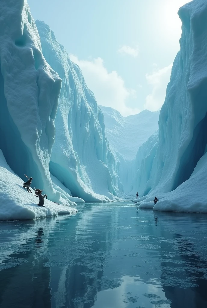 A glacier is melting and the aquatic life is getting die
