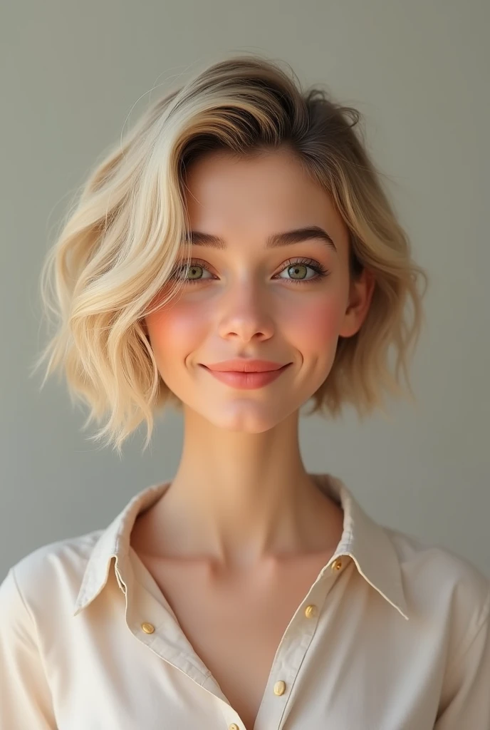 Blonde short-haired woman in her 20s
