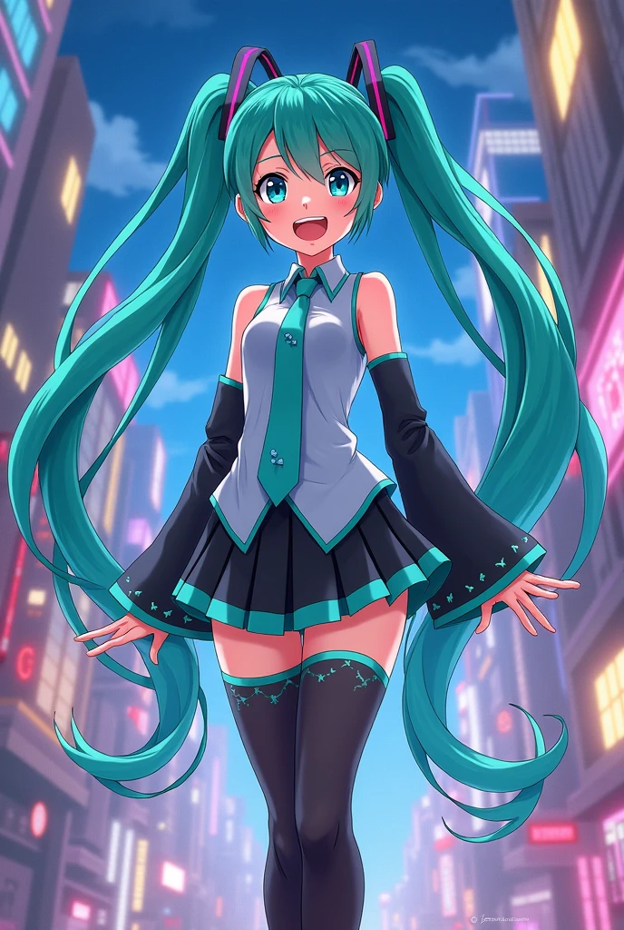 Hatsune Miku in 2000&#39;s 2D anime style 