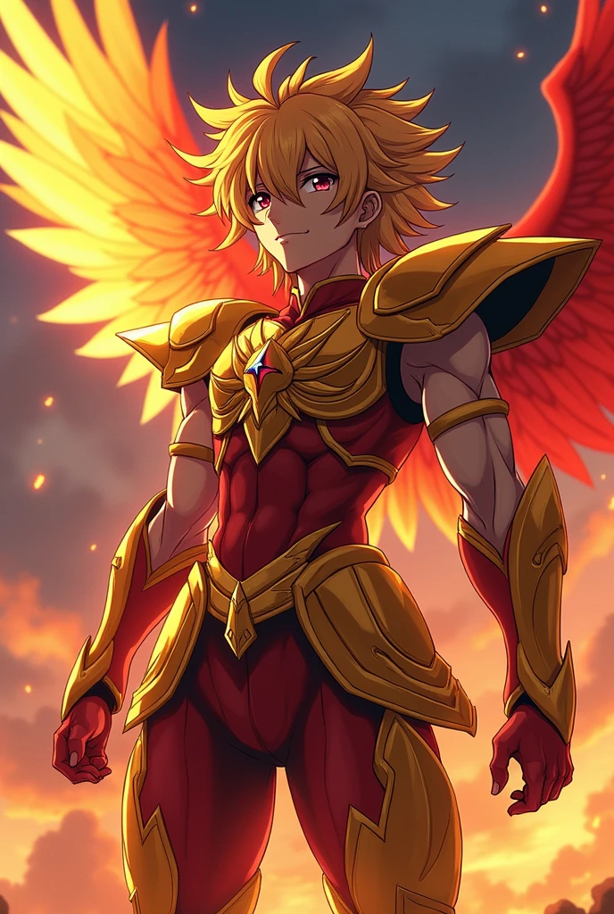 Generates an anime character named Ikki from the anime Saint Seiya and has the Phoenix armor equipped 