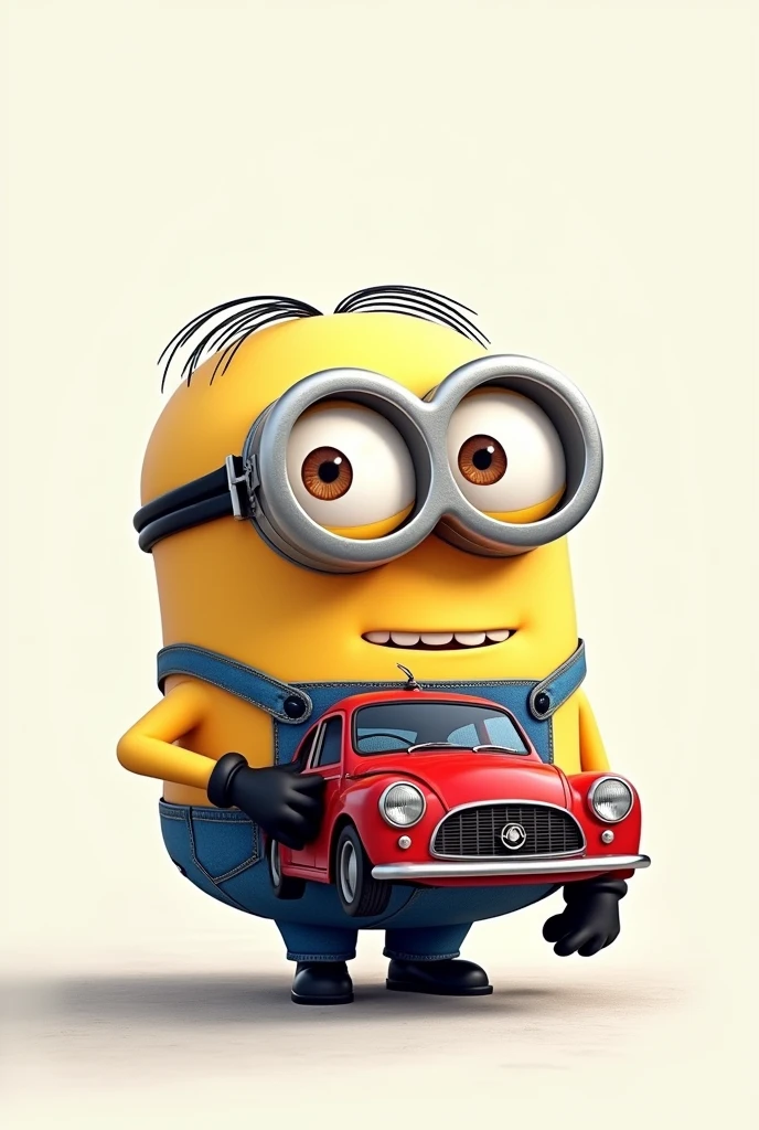 Draw a Minion with a red car